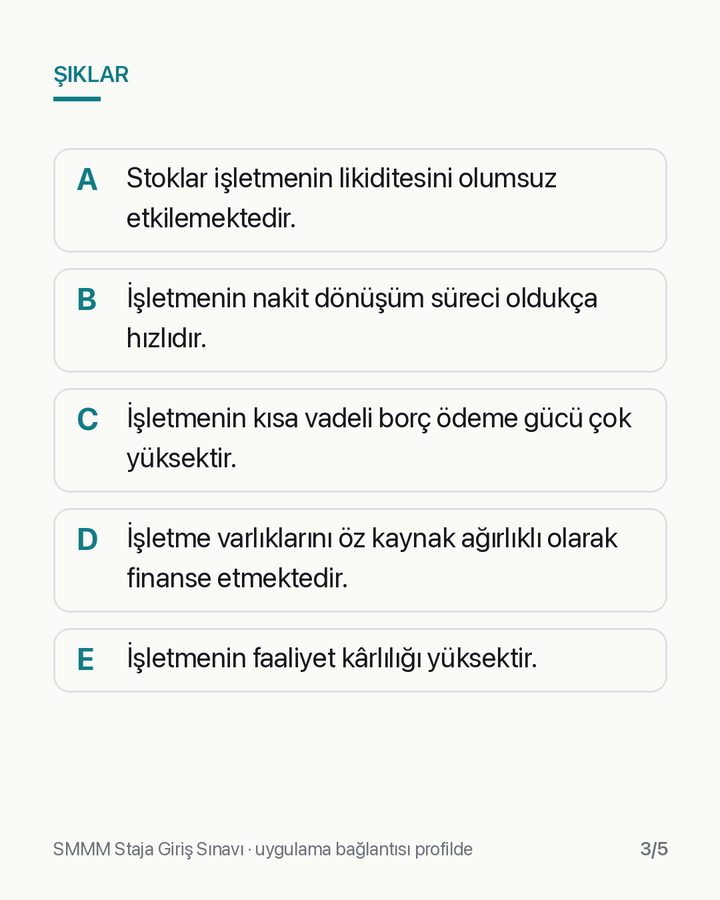 SGS 2025/2 Mali Tablolar Analizi sorusu, slayt 3